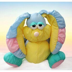 VTG Bunny Soft Dreams Pastel Puffy Parachute Easter Rabbit Nylon Stuffed Animal
